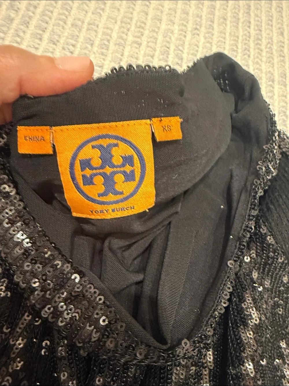 Tory Burch Black Sequin Dolman Sleeve Top